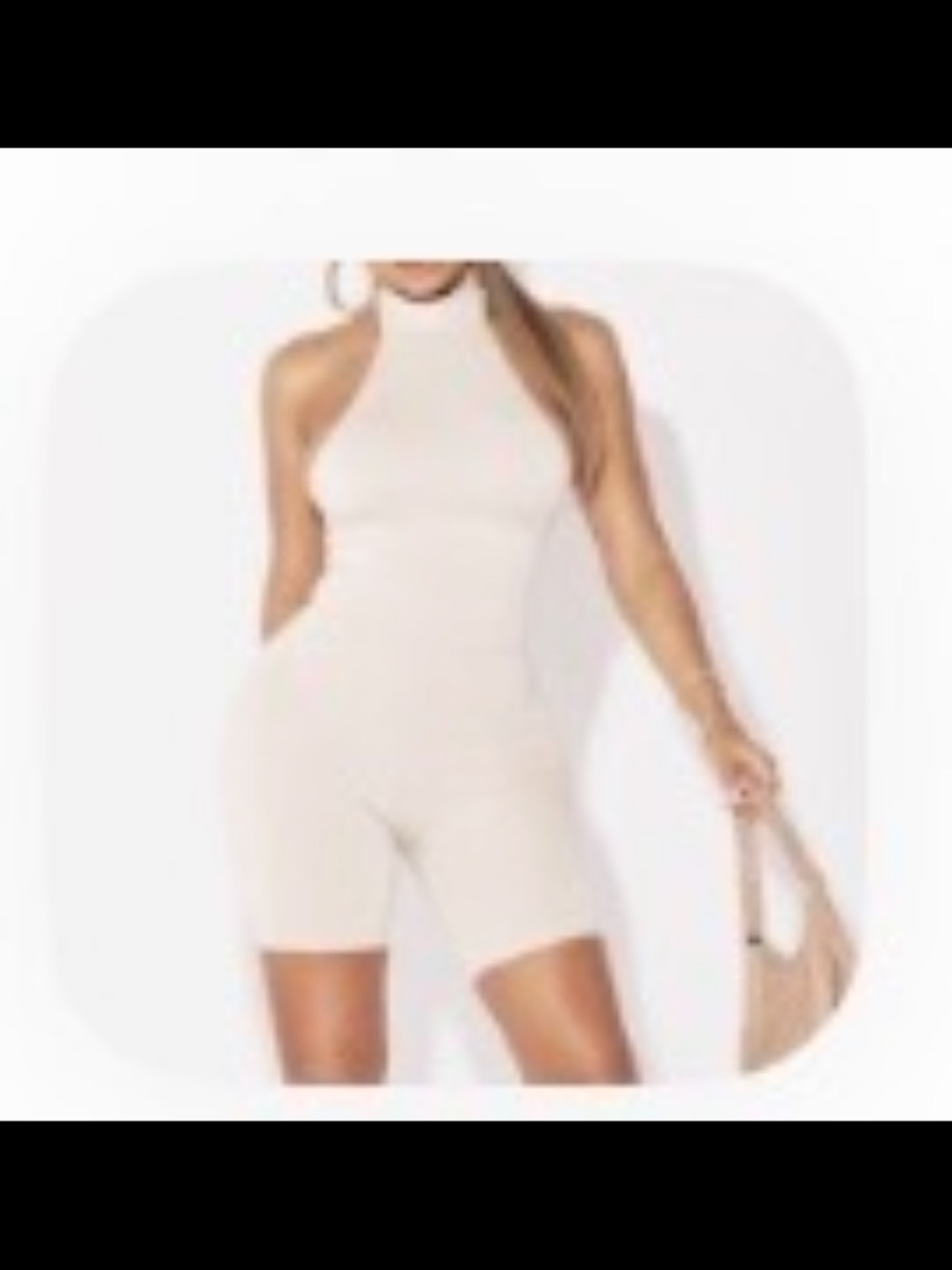 Sleeveless High-Neck Beige Romper